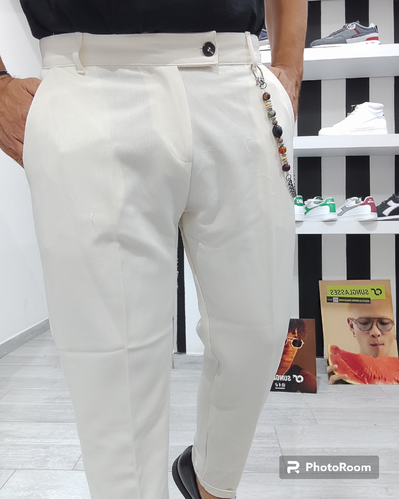 ESSENTIAL PANTALONE SARTORIALE GL 95 PANNA