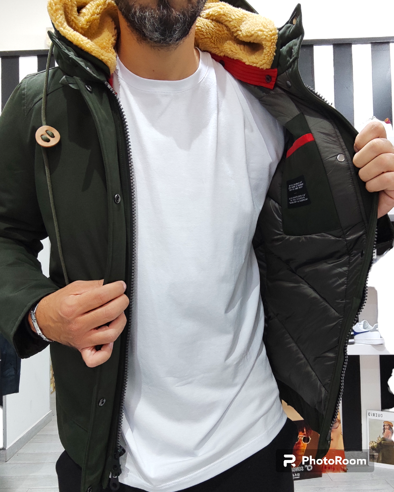 OVER D PARKA MODELLO CORTO ART J15 COL.MILITARE