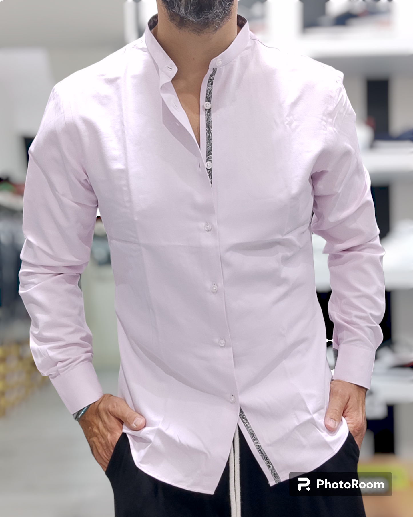 ESSENTIAL CAMICIA KOREANA TESSUTO OXFORD COL.ROSA CHIARO