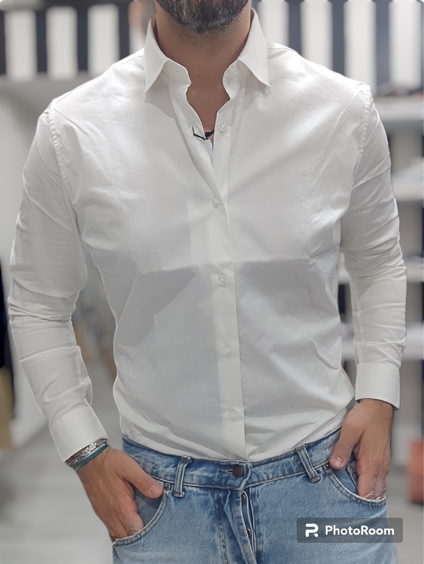 CAMICIA BASICA OVER-D COLLO FRANCESE BIANCA