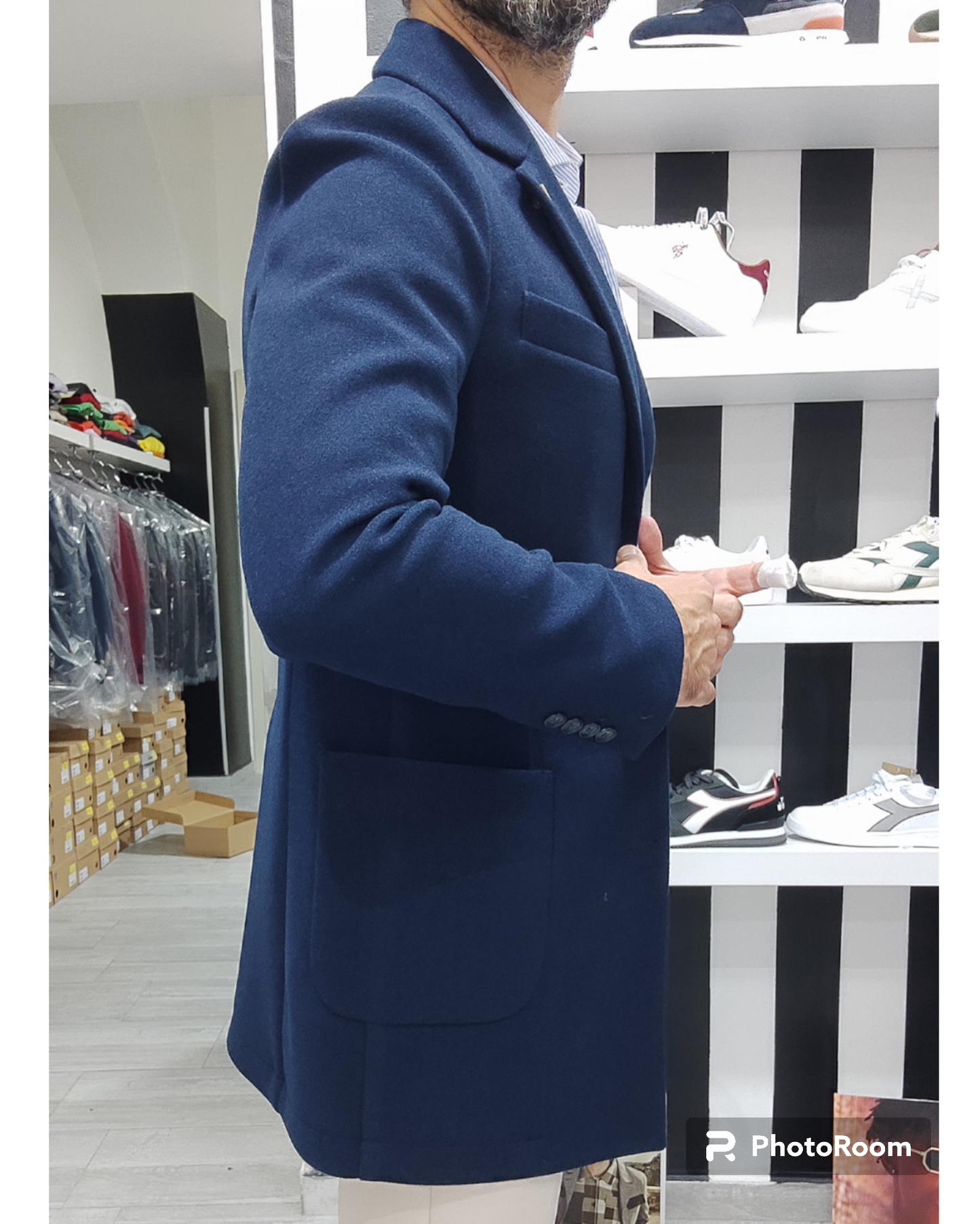 OVER D CAPPOTTO UOMO 3 BOTTONI MODELLO BARONETTO COL.BLU