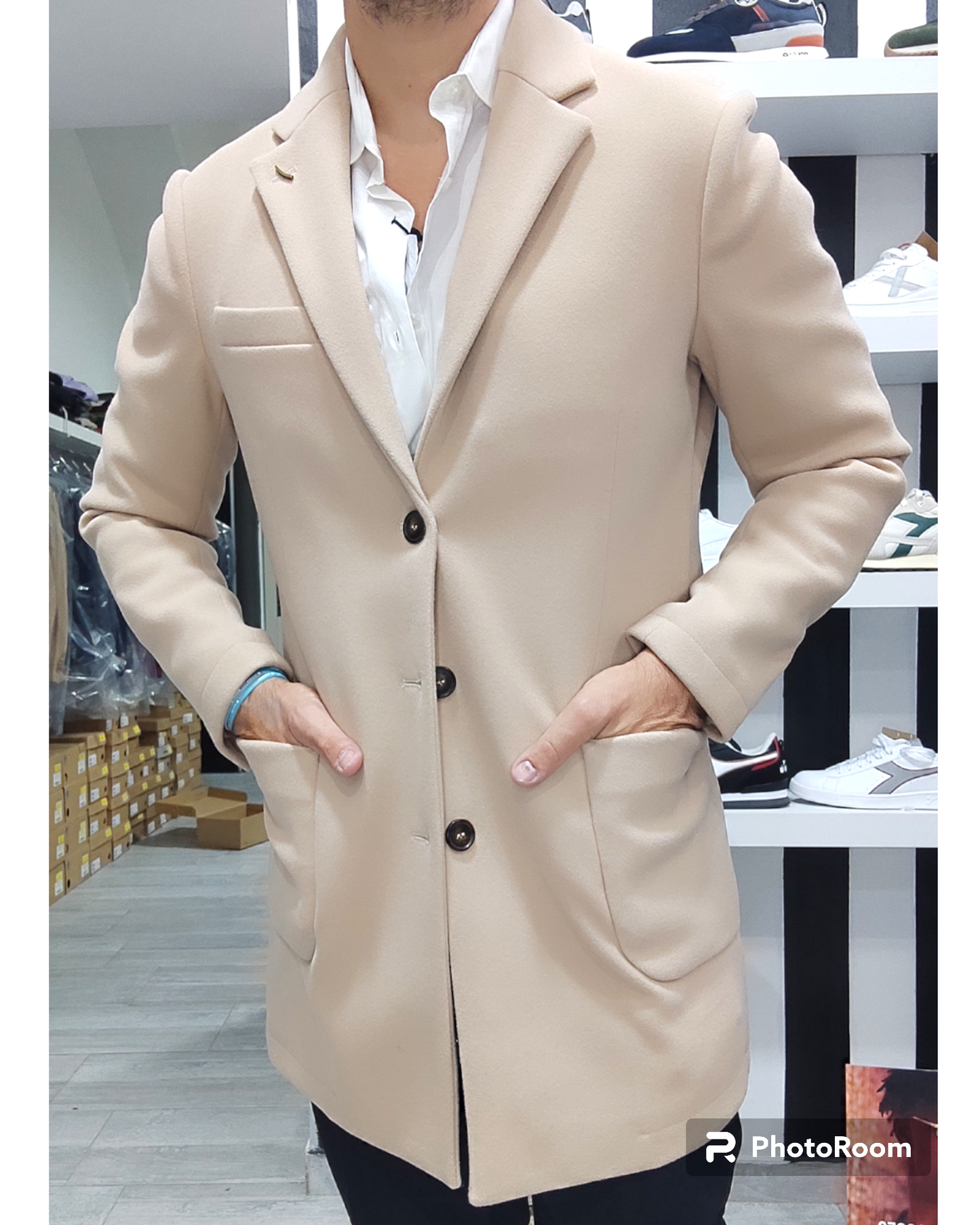 OVER D CAPPOTTO UOMO 3 BOTTONI MODELLO BARONETTO COL. CAMMELLO