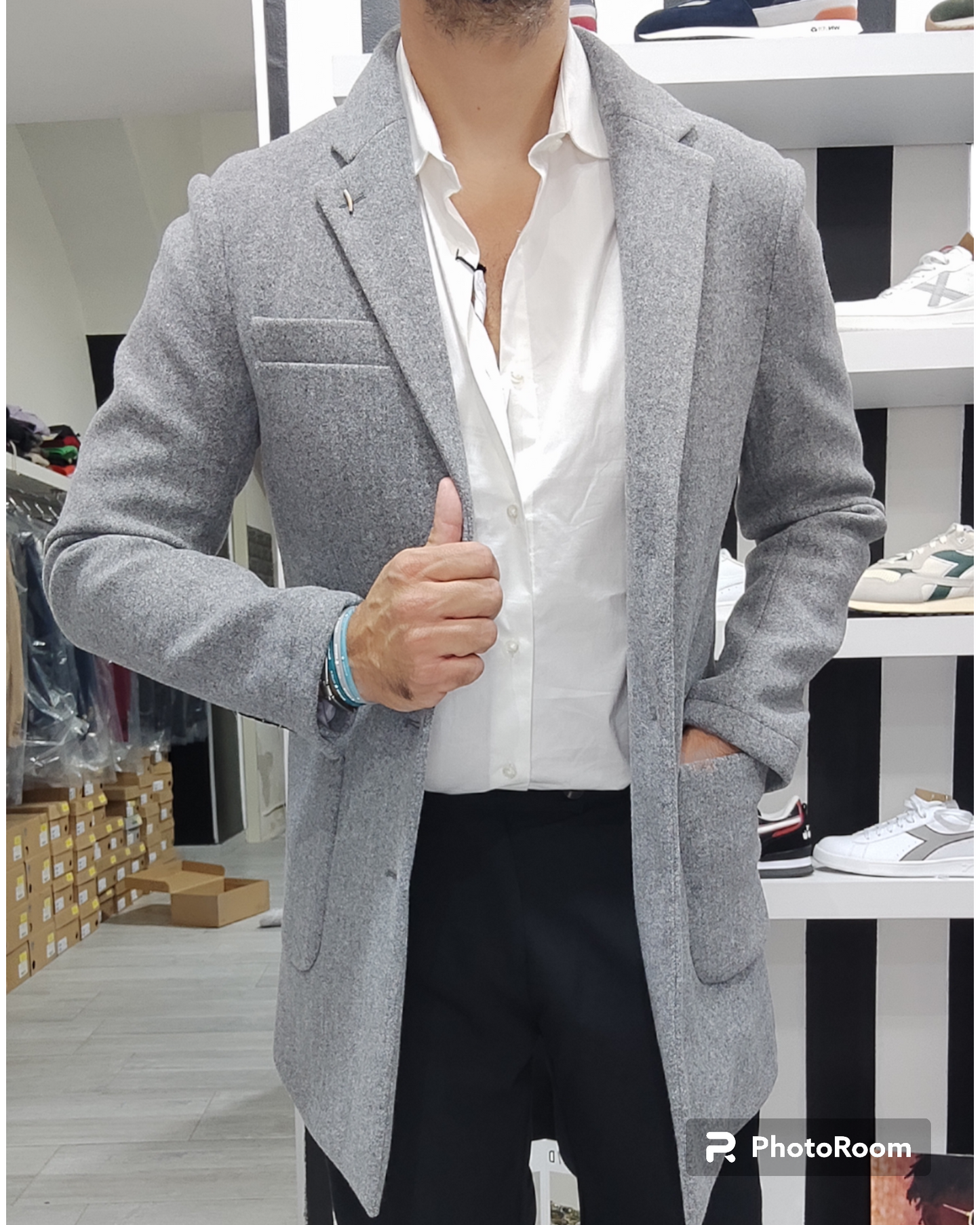 OVER D CAPPOTTO UOMO 3 BOTTONI MODELLO BARONETTO COL.GRIGIO