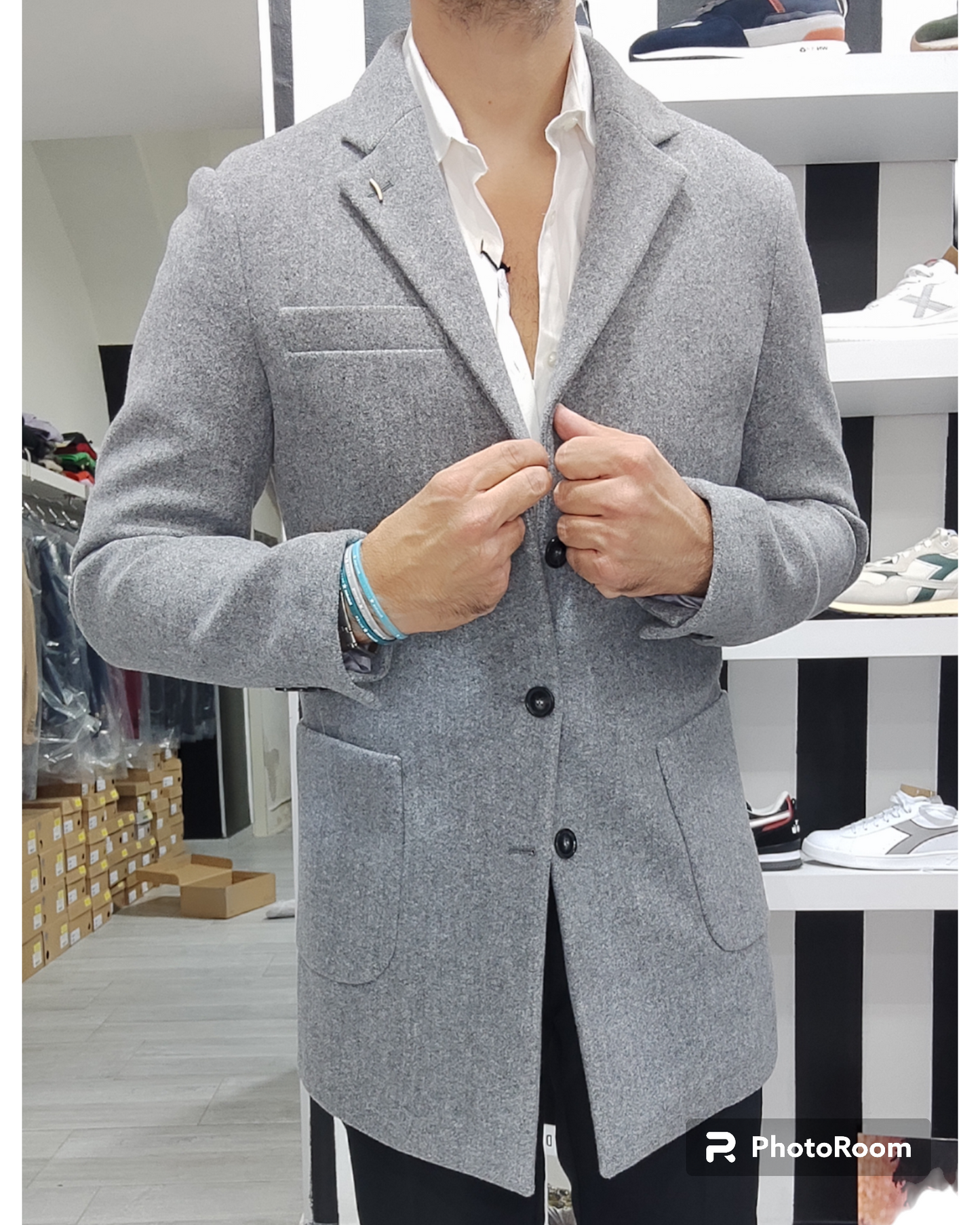 OVER D CAPPOTTO UOMO 3 BOTTONI MODELLO BARONETTO COL.GRIGIO