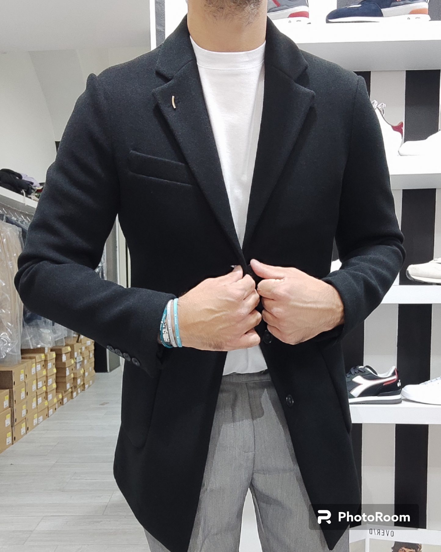 OVER D CAPPOTTO UOMO 3 BOTTONI MODELLO BARONETTO COL.NERO