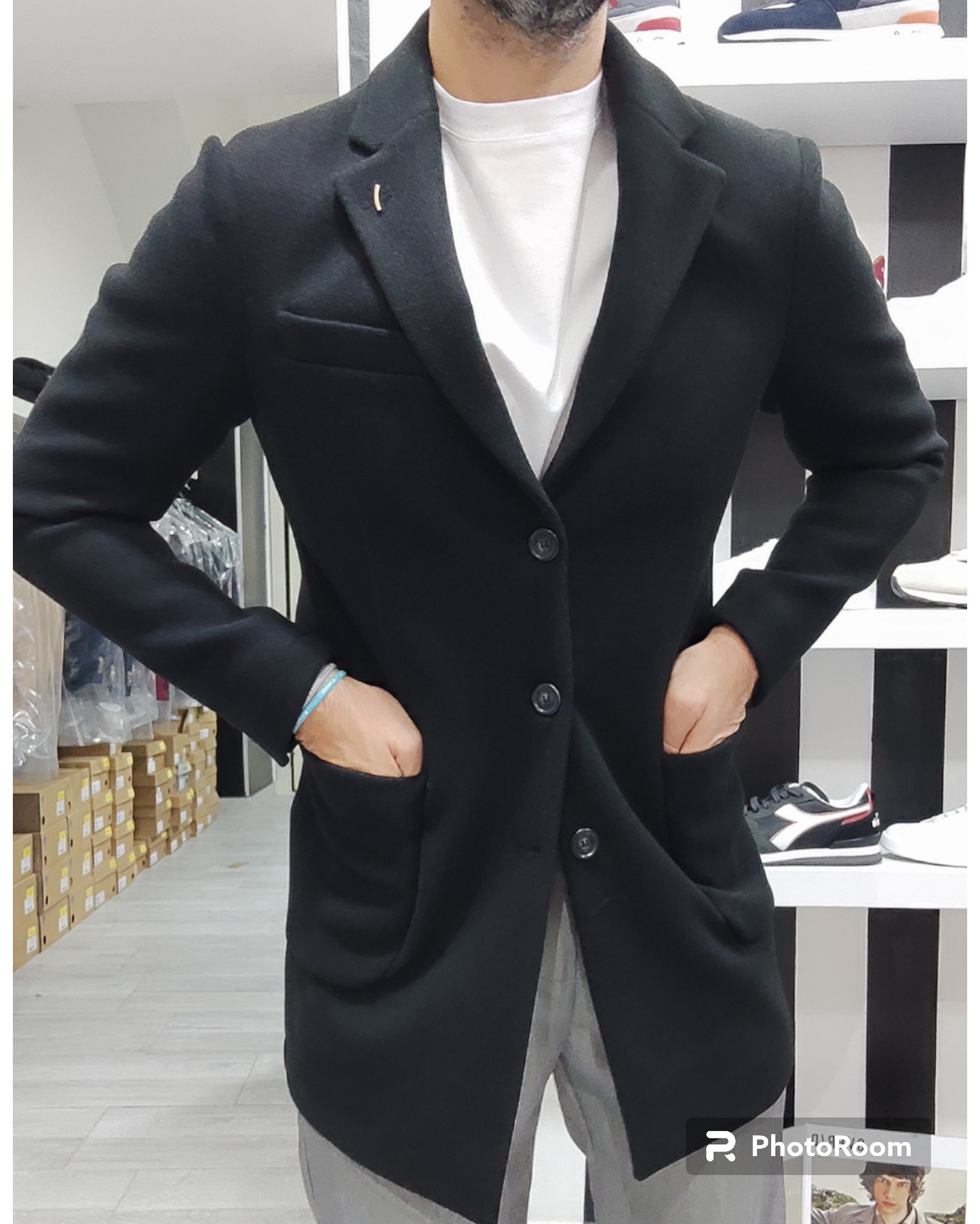 OVER D CAPPOTTO UOMO 3 BOTTONI MODELLO BARONETTO COL.NERO