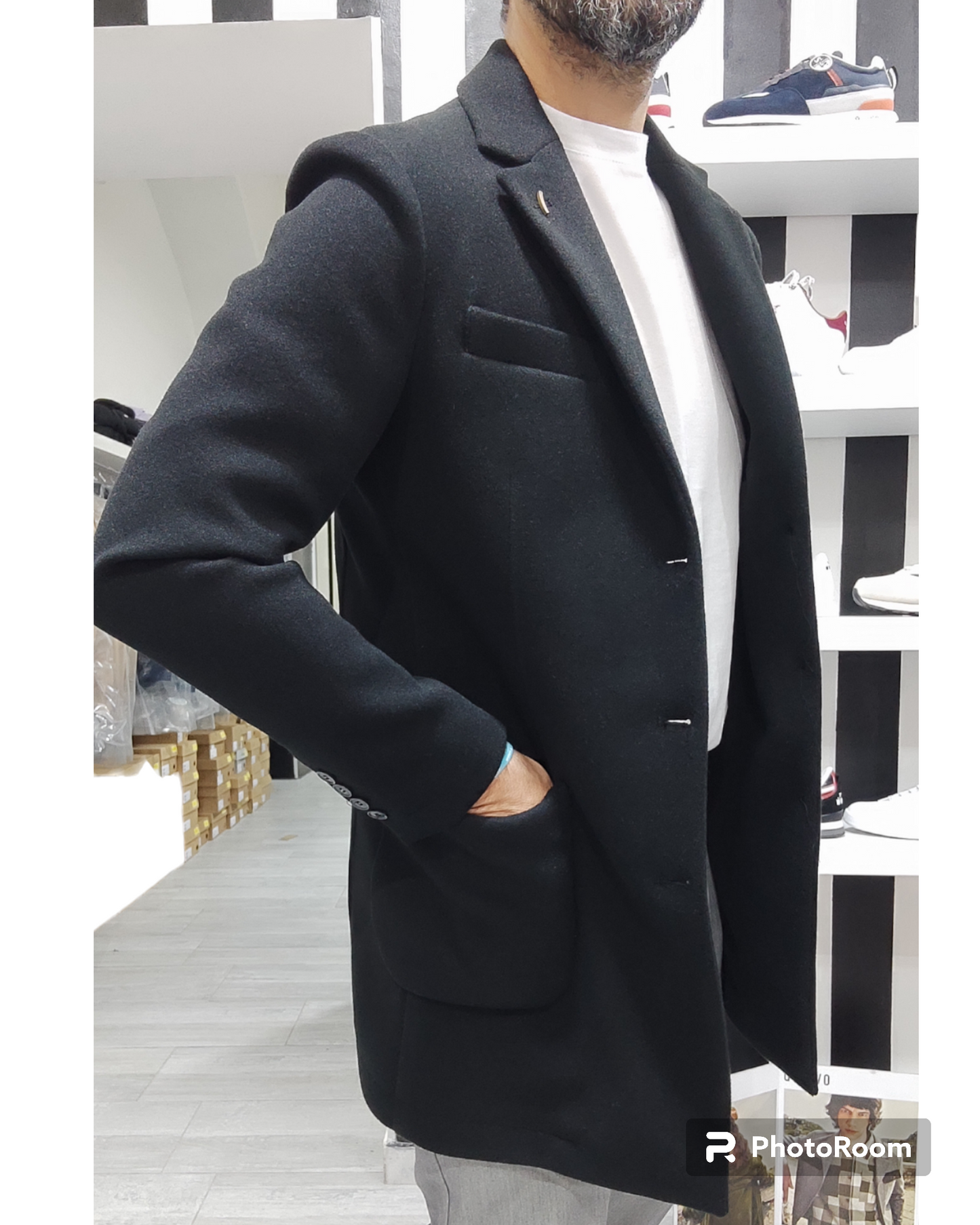 OVER D CAPPOTTO UOMO 3 BOTTONI MODELLO BARONETTO COL.NERO