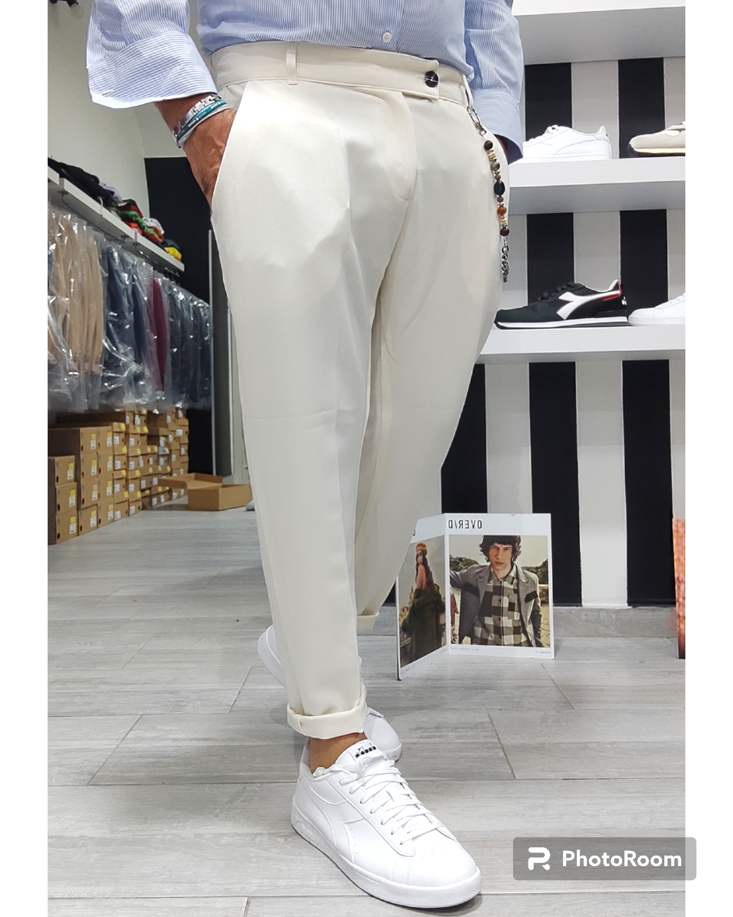 ESSENTIAL PANTALONE SARTORIALE GL 95 PANNA