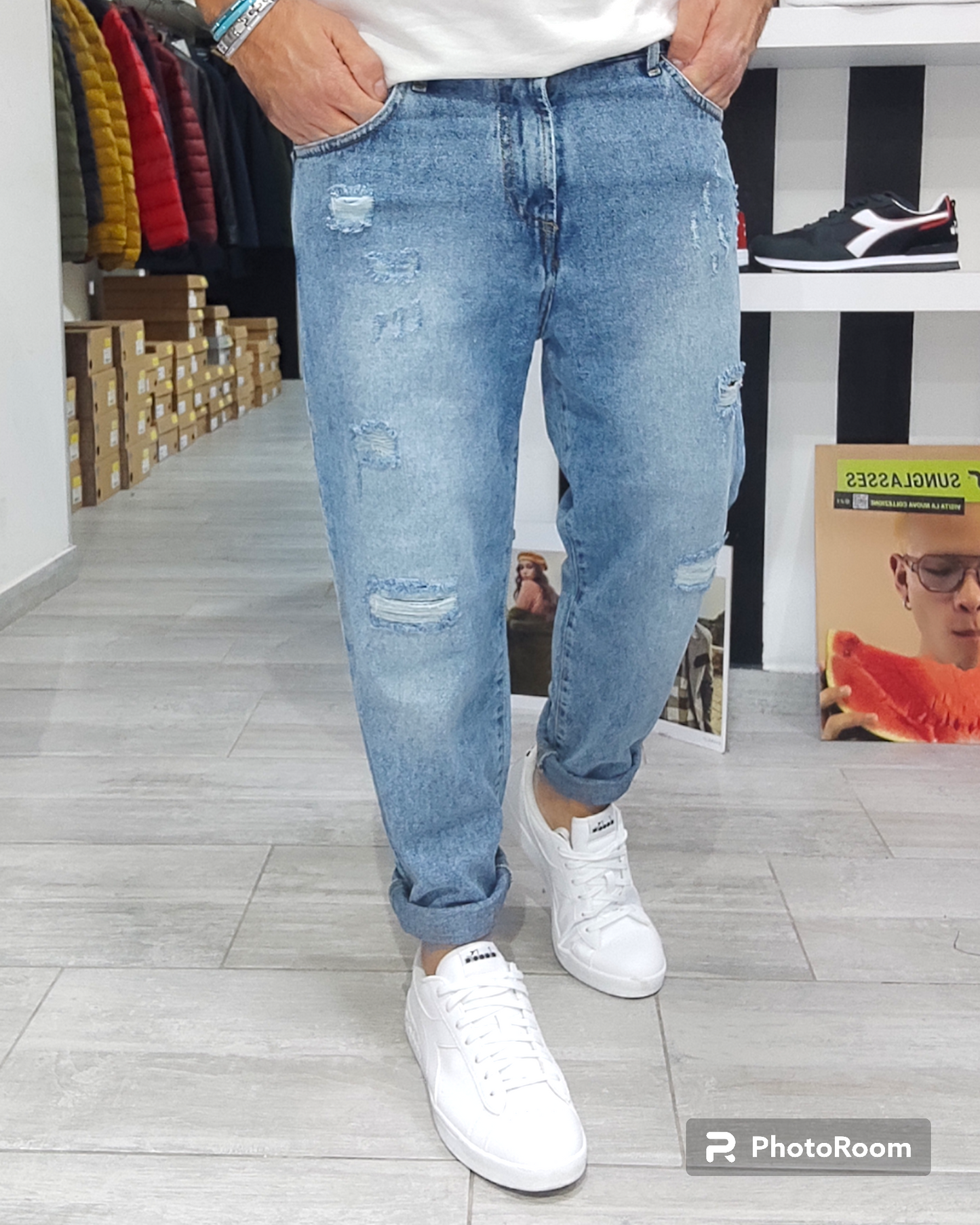 BLACKSUNDAY JEANS VESTIBILITÀ BOY FRIEND 70/TI MARMORIZZATO TELA FISSA