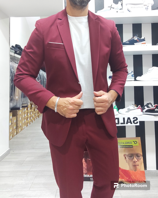 ABITO COMPLETO ALEANDRO LA CORTE MONOPETTO VESTIBILITÀ SLIM COLORE BORDEAUX
