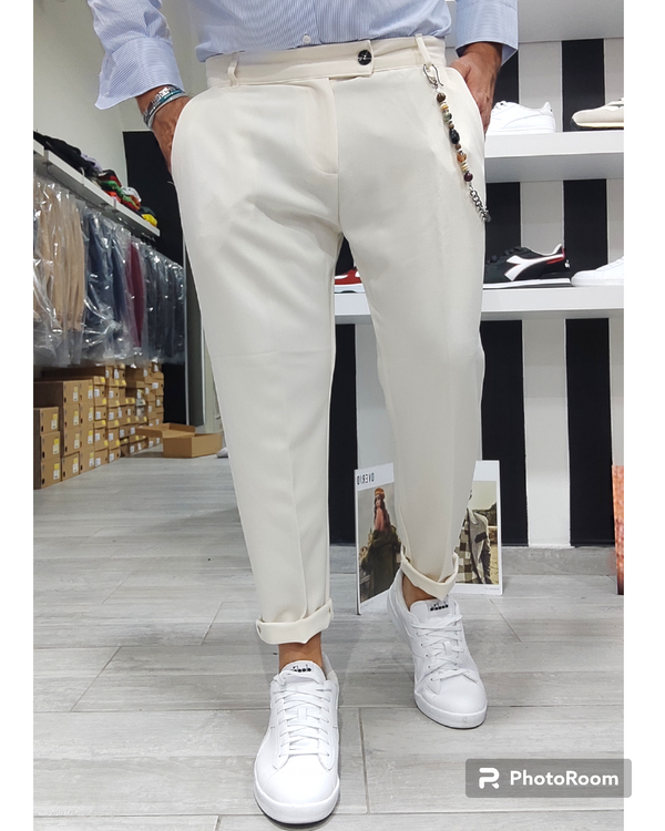 ESSENTIAL PANTALONE SARTORIALE GL 95 PANNA