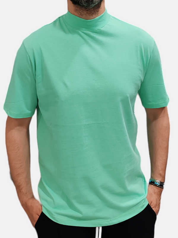 JUST WEST T-SHIRT OVERSIZE COLLO ALTO VERDE ACQUA