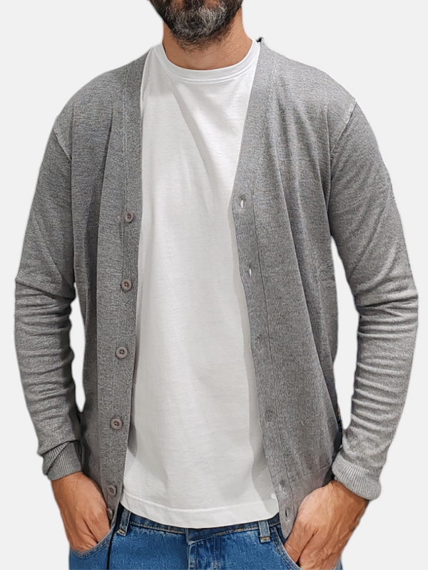 CARDIGAN OVER D FINEZZA 12 CON BOTTONI COL. GRIGIO