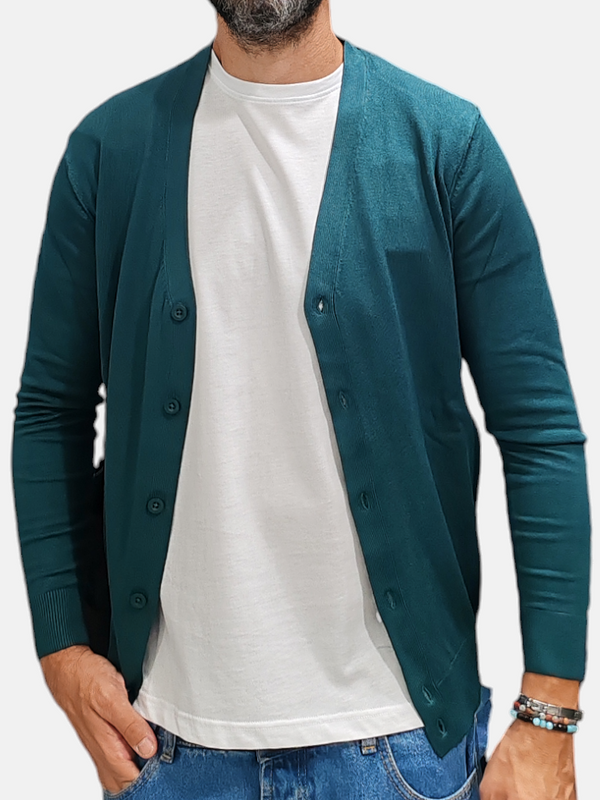 CARDIGAN OVER D FINEZZA 12 CON BOTTONI COL. VERDE