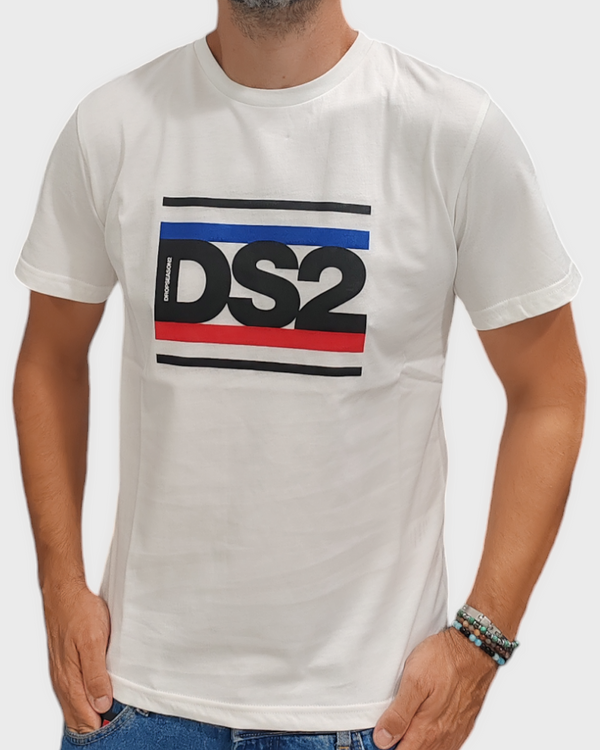 T-SHIRT DS2 LOGO CENTRALE COLORE BIANCA