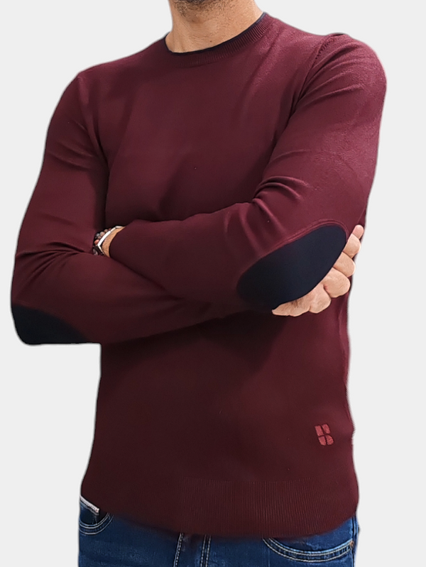 MAGLIONE URBAN RING CON CONTRASTO COLLO + TOPPE COL. BORDEAUX