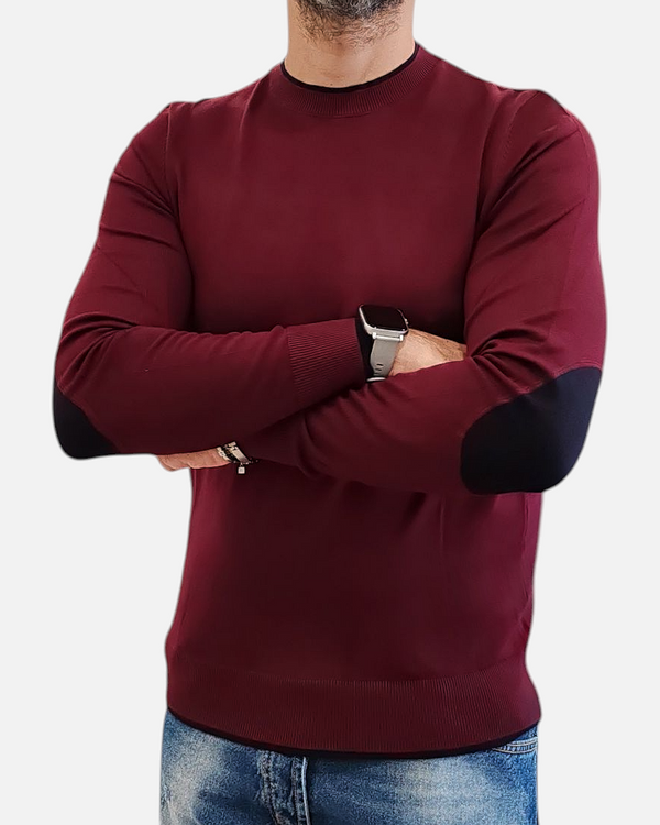 MAGLIONE URBAN RING UR9100005 CONTRASTO COLLO + TOPPE COL. BORDEAUX