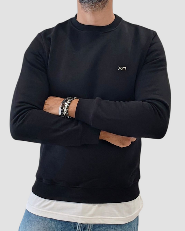 XO FELPA GIROCOLLO FELPATA COL. NERA