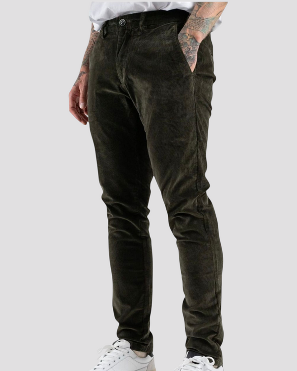 GRIFFAI PANTALONE VELLUTO CHINOS TASCHE AMERICA VERDE