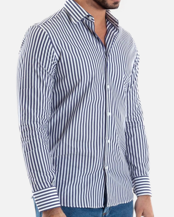 CAMICIA BASTONCINO AKIRO RIGA BLU