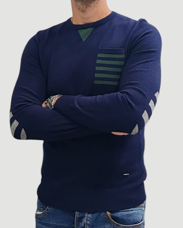 GRIFFAI MAGLIONE PARICOLLO TASCHINO TOPPE RIGHE