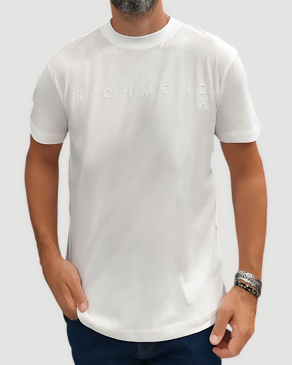 JOHN RICHMOND T-SHIRT LOGO CENTRALE COL. BIANCA
