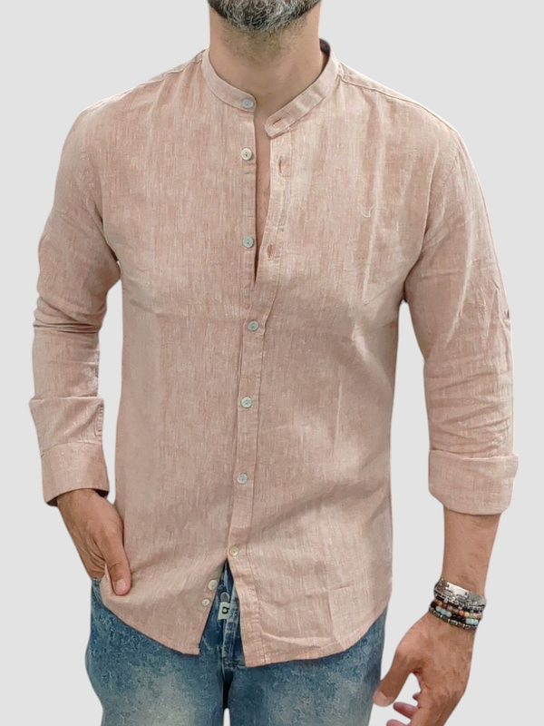 CAMICIA LINO BLACKSUNDAY COLLO KOREANO COL. CIPRIA MANICA LUNGA