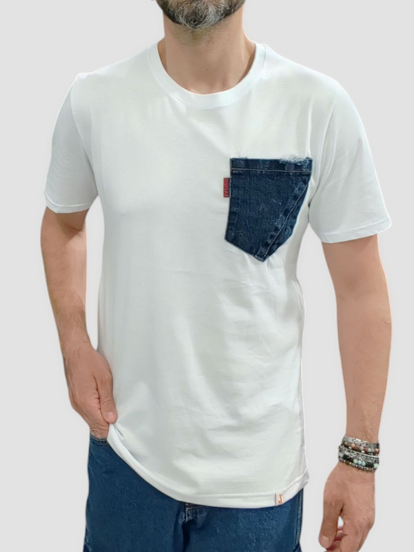 T-SHIRT DISPLAJ ART. DPE252511 TASCHINO JEANS BIANCA