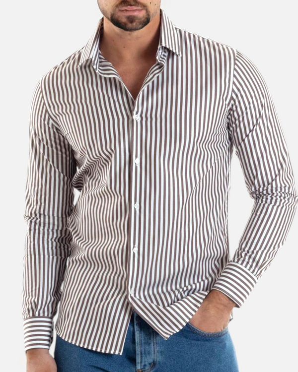 CAMICIA BASTONCINO AKIRO  COL. MARRONE