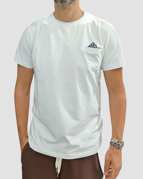 T-SHIRT BLU VESPUCCI CANTIERI NAVALI POCHETTE COL. BIANCA