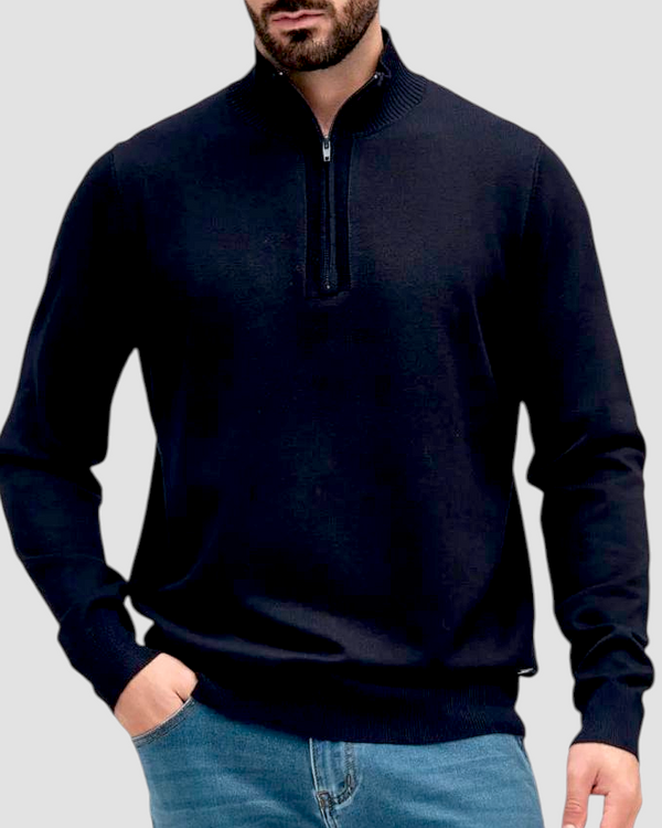 LUPETTO MEZZA ZIP GRIFFAI COL. BLU