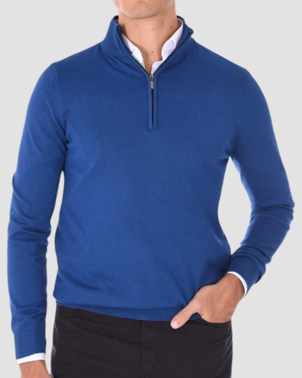 LUPETTO MEZZA ZIP GRIFFAI COL. INDACO