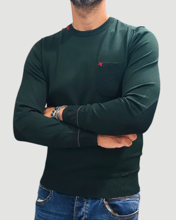 MAGLIONE NEROVAGO GIROCOLLO COL. VERDE SCURO