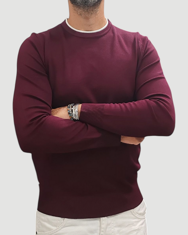 MAGLIONE GIROCOLLO GRIFFAI DOPPIO COLLETTO  COL. BORDEAUX