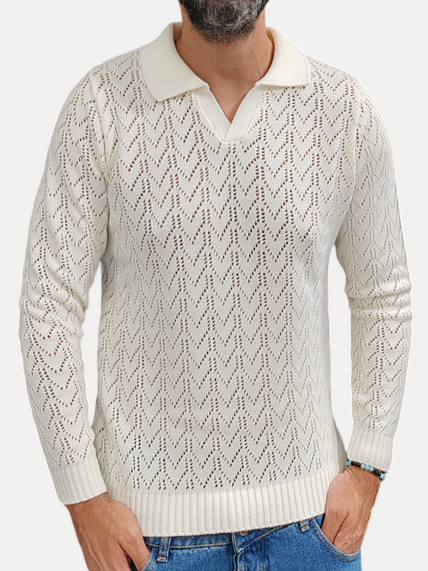 MAGLIONE POLO TRAFORATO FREE JOY COL. PANNA