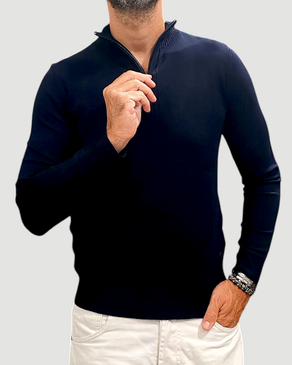 LUPETTO MEZZA ZIP GRIFFAI COL. BLU