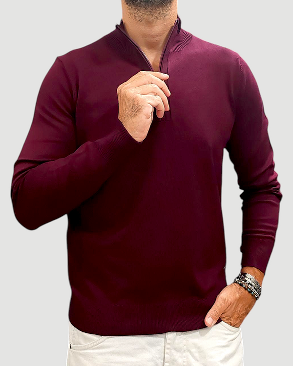 LUPETTO MEZZA ZIP GRIFFAI COL. BORDEAUX