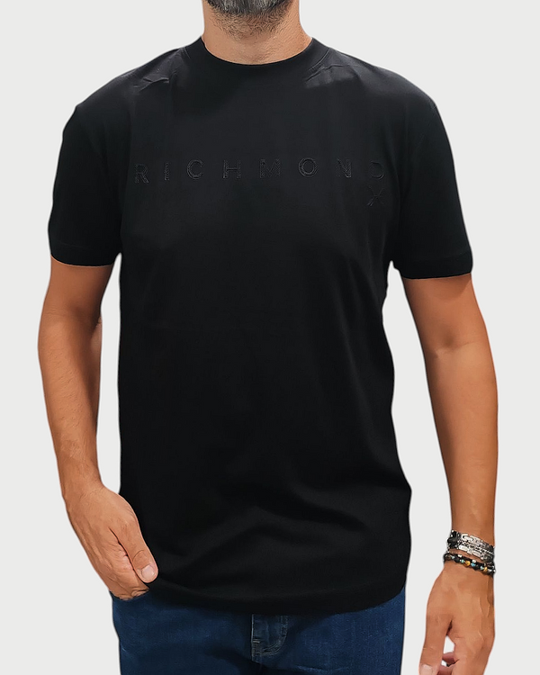 JOHN RICHMOND T-SHIRT LOGO CENTRALE COL. NERA