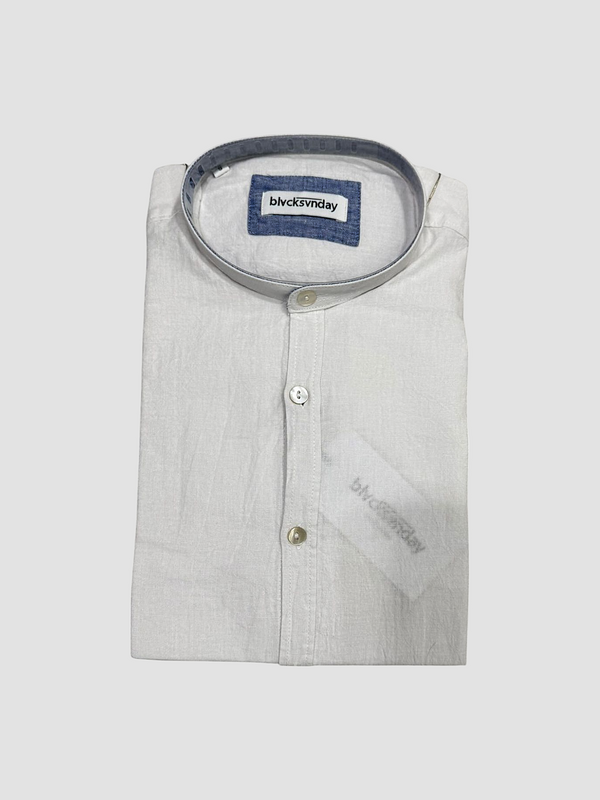 CAMICIA LINO BLACKSUNDAY COLLO KOREANO COL. BIANCA MANICA LUNGA