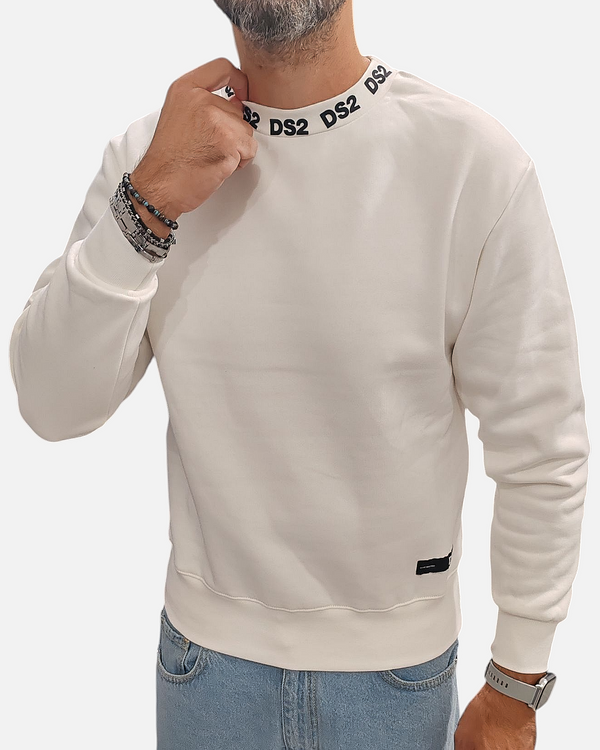 DS2 FELPA GIROCOLLO ART.FW25223 OFF WHITE