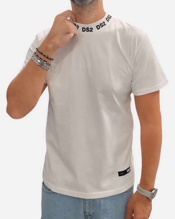 DS2 T-SHIRT FW25224 DS2 LOGO COLLO COL. OFF WHITE