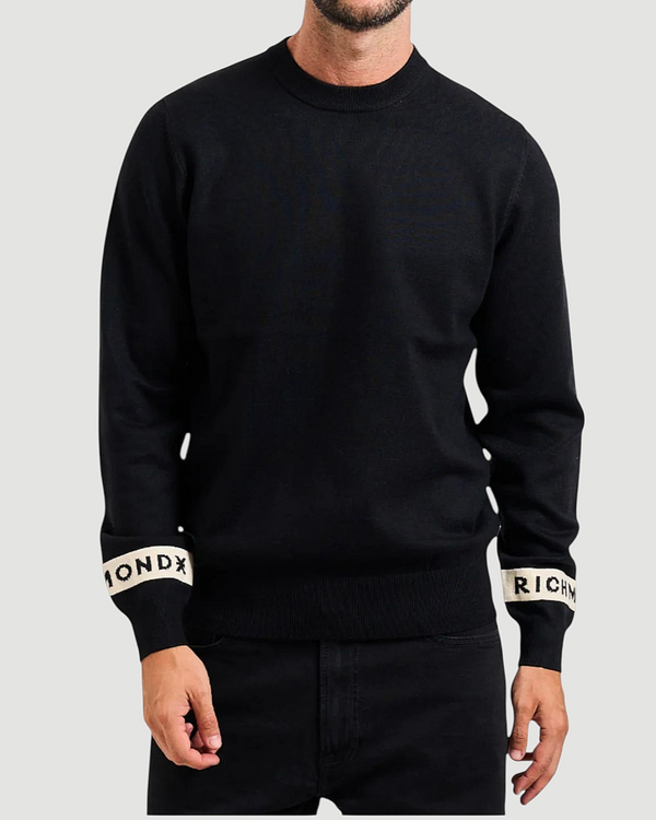 MAGLIONE JOHN RICHMOND LOGO MANICA COL. NERO