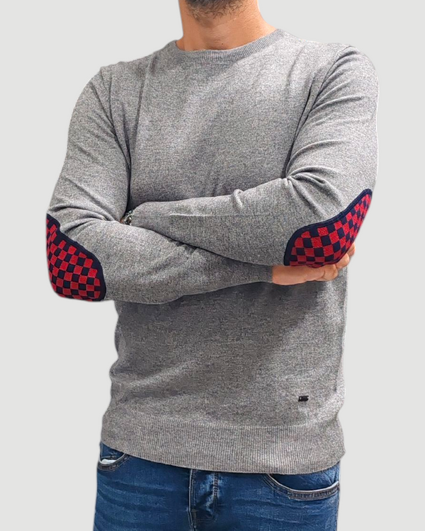 GRIFFAI MAGLIONE TOPPE QUADRI  COL. GRIGIO