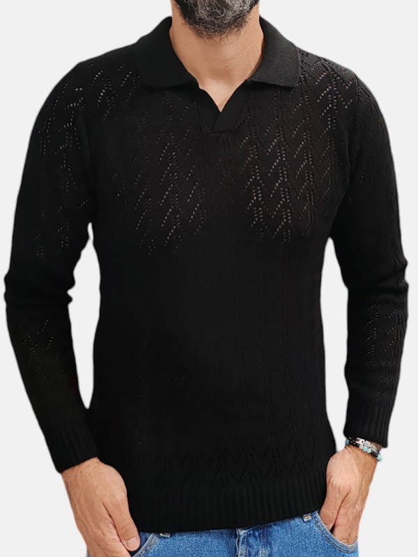 MAGLIONE POLO TRAFORATO FREE JOY COL. NERA